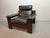 Striking Black Leather Brutalist Lounge Chair by Sonja Wasseur. Upholstered in deep black leather, this powerful design...