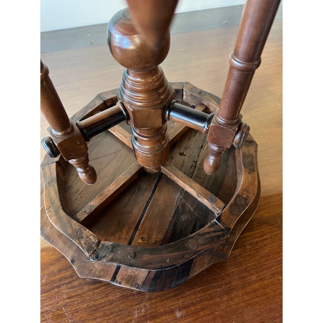 1990s Imported Asian Lignum Vitae Wood Turned Leg Tripod Footed Plant Stand Table For Sale - Image 12 of 12