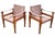 Suede and Teak Open Frame Safari Chairs with Sling Arms, 2000s, Set of 2 For Sale - Image 6 of 14