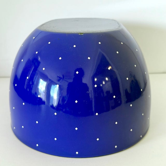 Blue 1960s Mid Century Modern Ampleur Ejiry Blue Oval Enamel Bowl W White Diamonds For Sale - Image 8 of 10