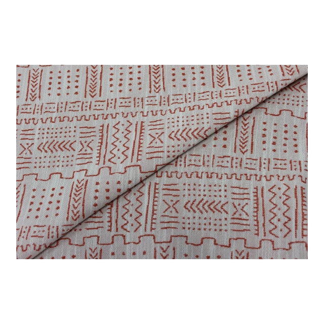 Remnant Kravet Amanzi Tango Indoor Outdoor Coral Off White Upholstery Fabric For Sale