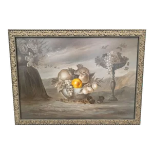 Contemporary Oil on Canvas Still Life Painting Signed Illegibly