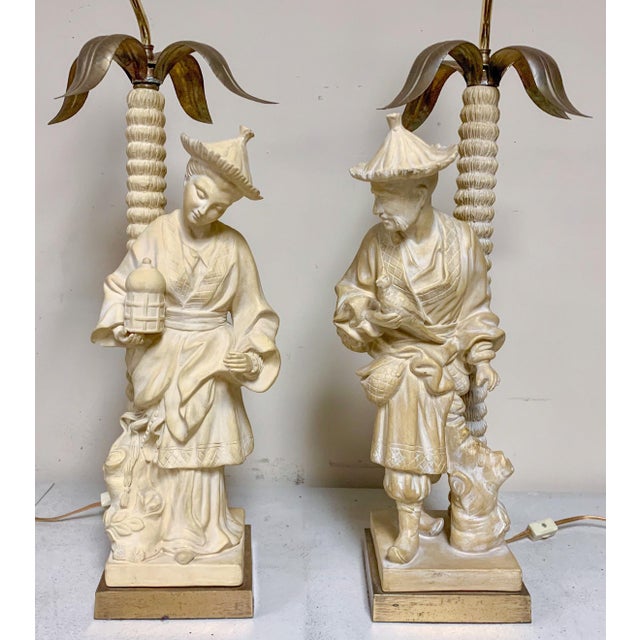 Pair of Hollywood Regency Style Chinoiserie Chapman Lamps For Sale - Image 10 of 10