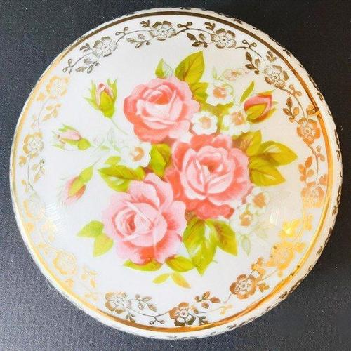 Vintage Gilt Porcelain Souvenir De Lourdes Trinket Box with Flowersfrom Limoges, 1970s For Sale - Image 3 of 6