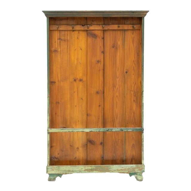 Antique Rustic Farmhouse Distressed Painted Hall Tree For Sale