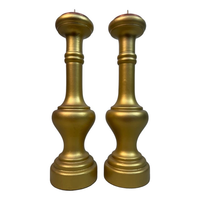 Japanese Buddhist Altar Candlesticks, 1980, Set of 2 For Sale