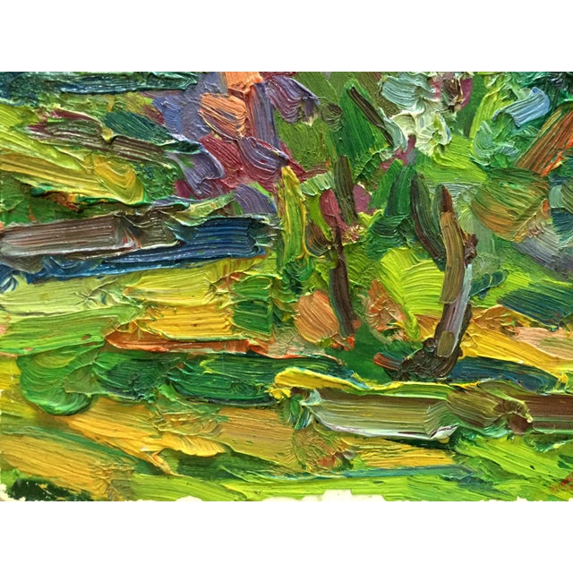 1980s 1980s Abstract Oil Painting Green Garden Dupliy Sergey Alexandrov For Sale - Image 5 of 8