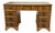 Vintage English Flat Desk with Drawers in Yew Wood with Leather Top, 1970s For Sale
