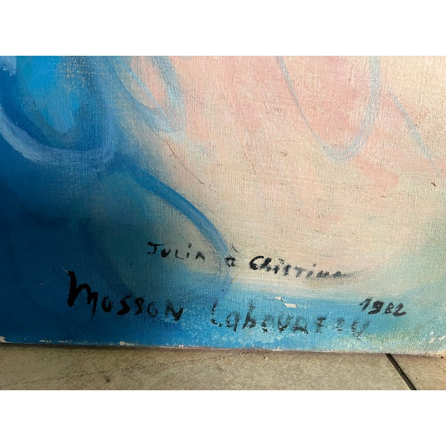 Julia Musson-Laboureau, Large Blue, 1982, Oil on Canvas For Sale - Image 9 of 11