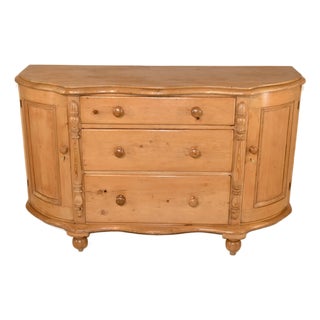 19th Century English Pine Dresser Base With Bowed Front For Sale