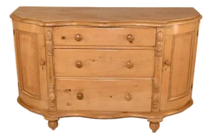 19th Century English Pine Dresser Base With Bowed Front