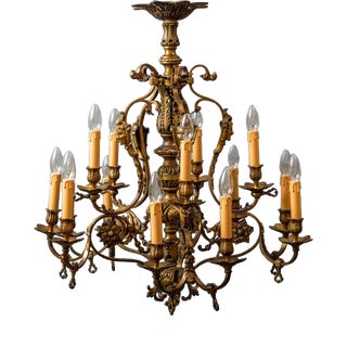 Antique Chandelier with Fifteen Bulbs For Sale