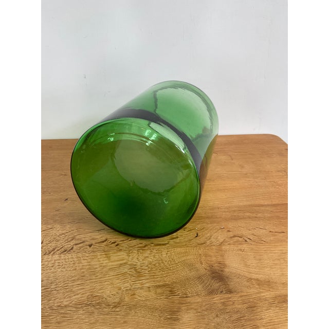 Large Vintage Green Glass Pickle Jar – 15" Hand-Blown Style Vessel For Sale - Image 10 of 12