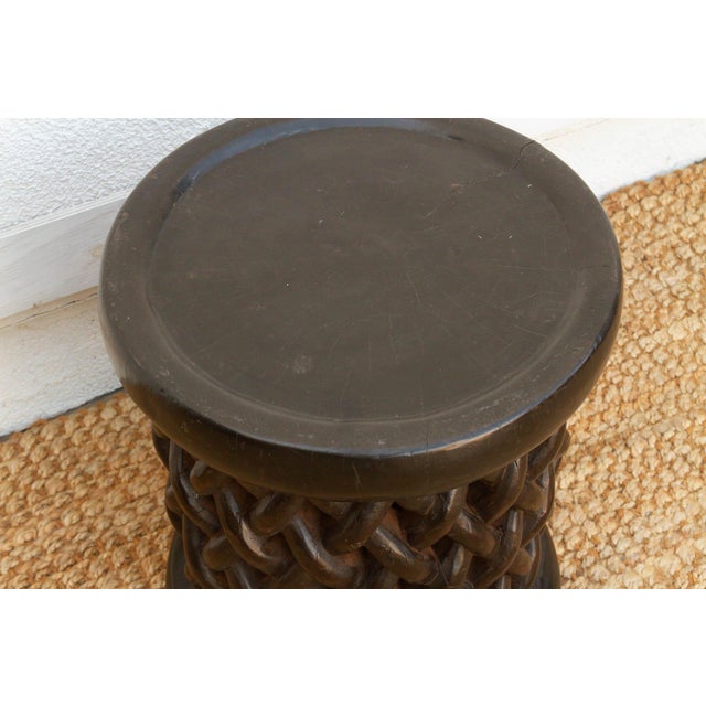 African Finely Carved Lattice Bamileke Stool For Sale - Image 3 of 9