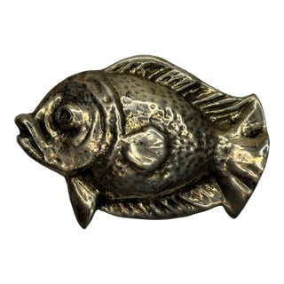 Mid-Century Sterling Silver Bream Fish Brooch Scandinavian Modernist Style Taste For Sale