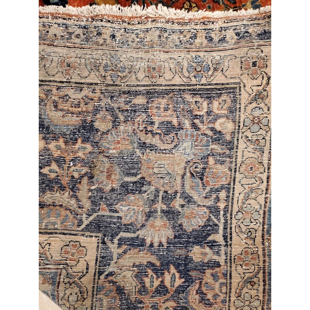 Antique Persian Sarouk Carpet, Handmade Oriental Rug, Navy, Rust, Lt Blue, Ivory For Sale - Image 10 of 18