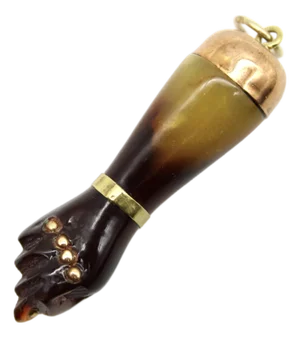 1920s Dark Brown CelluloidFiga With 9k Gold Cap and 14k Gold Bail