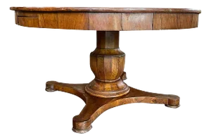 Walnut Pedestal Rounded Dining Table