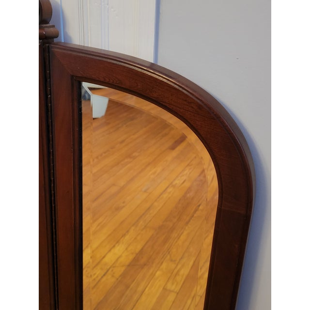 Brown 1990s Lineage by Drexel Trifold Cherry Dresser Mirror For Sale - Image 8 of 11