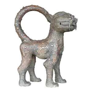 Vintage Boho Hammered Metal Cat