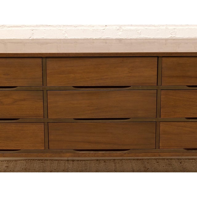 Mid-Century Modern Vintage Mid-Century Modern Walnut Nine-Drawer Dresser For Sale - Image 3 of 12
