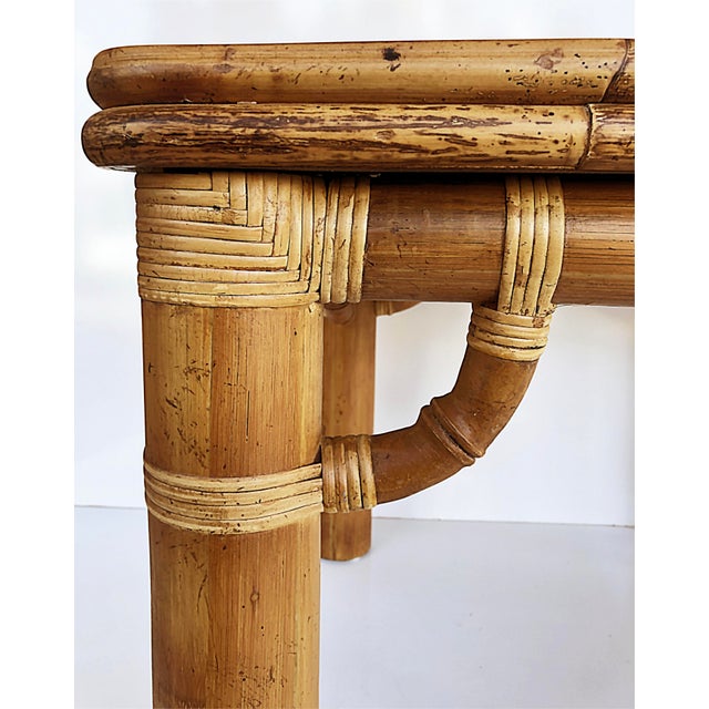 Late 20th Century Coastal Bamboo, Rattan and Reeded Side Table, Maitland Smith Attributed For Sale - Image 5 of 7