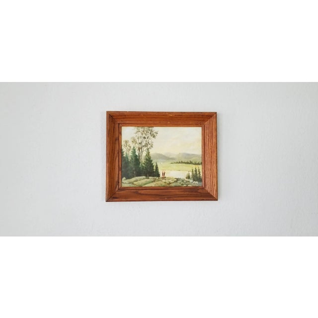 Mid-Century Modern 1950s Abstract Stream Landscape Oil Painting by John Janning, Framed For Sale - Image 3 of 11