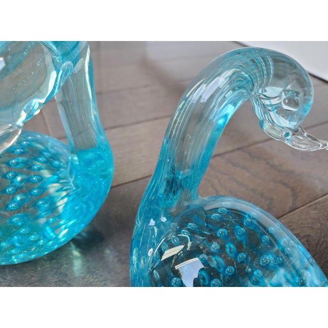 Vintage Mouthblown Glass Swans - Pair For Sale - Image 4 of 5