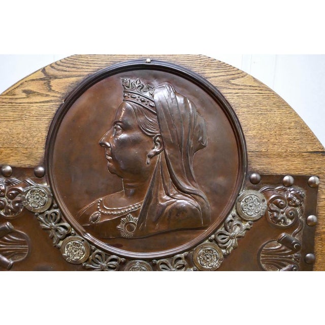 Large Victorian Queens Head Copper Wall Plaque, 1890 For Sale - Image 3 of 10