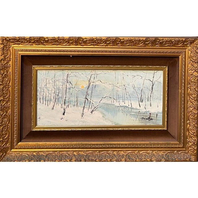 De Rosa, Snowy Landscape, 20th Century, Oil Painting on Canvas, Framed For Sale