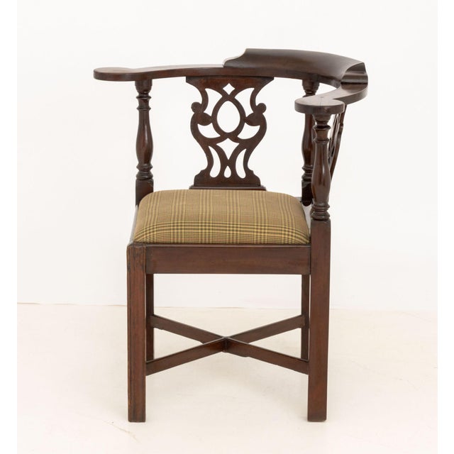 George III Mahogany Corner Chair, With Openwork Back Splats For Sale - Image 4 of 7