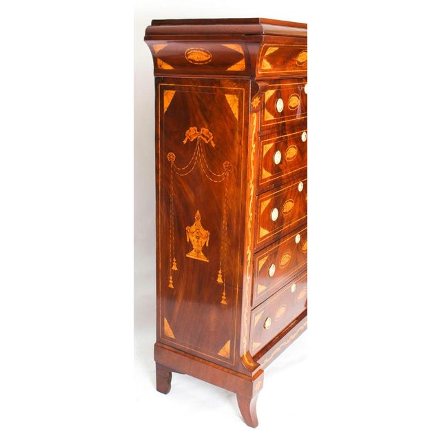 Dutch Marquetry Walnut Chest of 7 Drawers, Early 19th Century For Sale - Image 9 of 11