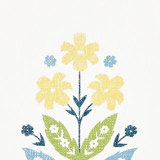 Sample - Schumacher Floweret Paperweave Wallpaper in Spring For Sale