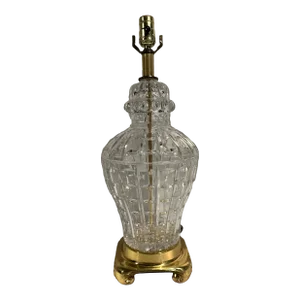 Asian Modern Lamp Cut Lead Crystal Chinoiserie Table Lamp