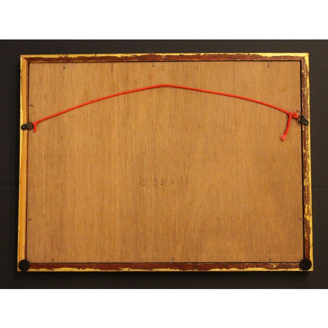 Mid-20th century Chinese framed silk lozenge shape embroidered panel. Gold metal and silk embroidery on gold silk fabric....