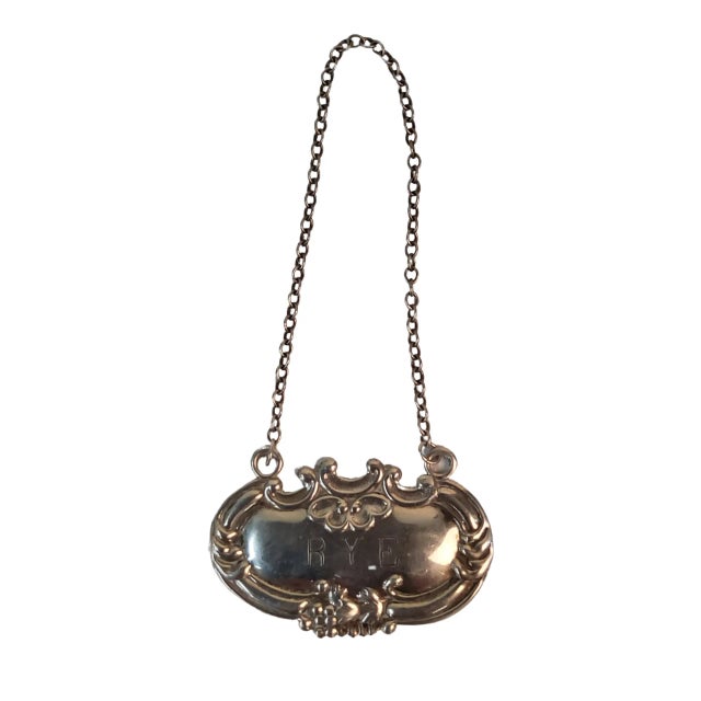 Art Deco 1950s Wallace Sterling Silver Rye Decanter/Bottle Tag For Sale - Image 3 of 3
