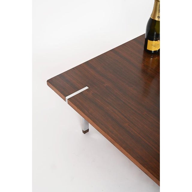 Large Square Coffee Table in Rosewood and Chrome from Pizzetti, Italy, 1970s For Sale - Image 3 of 18