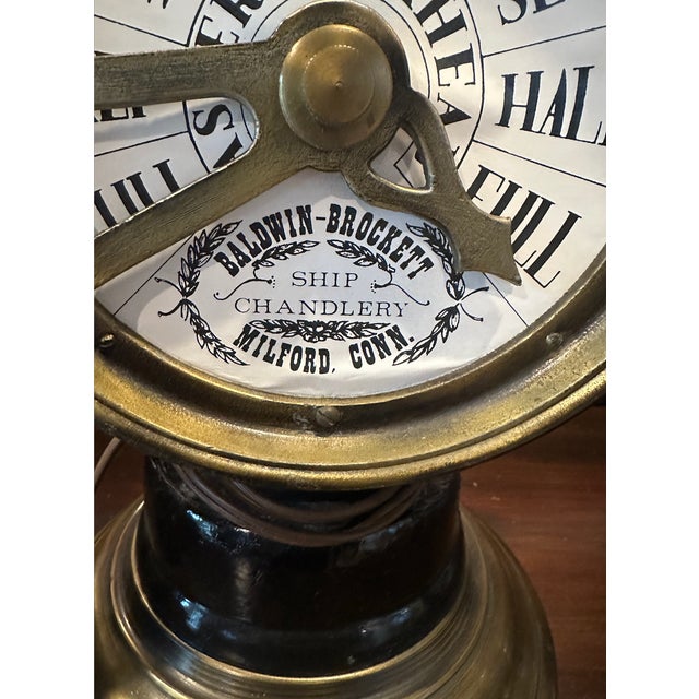 Baldwin-Brockett Ship Chandlery engine-order telegraph table lamp from Milford, Connecticut 27 inches tall with finial....