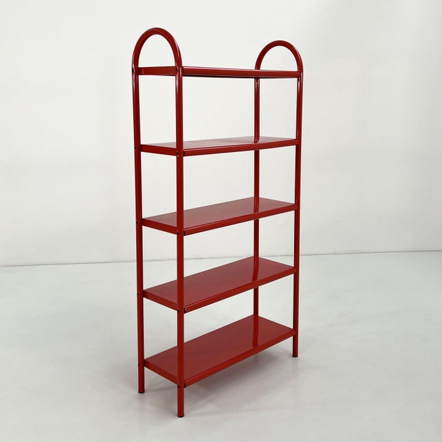 Red Red Tubular Standing Shelf, 1980s For Sale - Image 8 of 8