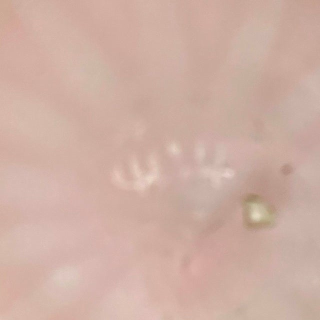 Antique Victorian Pink Satin Art Glass Vase Coralene Floral Bee Butterfly 6” For Sale - Image 9 of 10