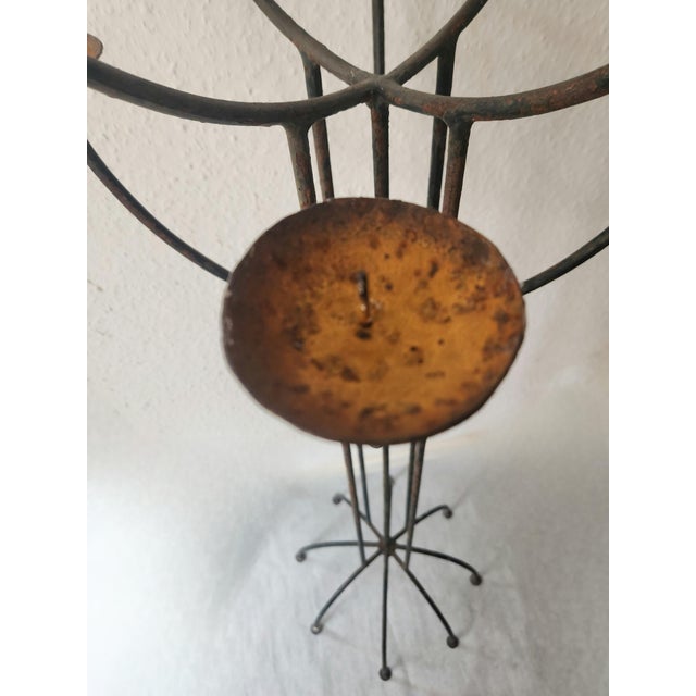 Large Mid-Century Modern Sculptural Cast Iron Wire Floor-Standing Candelabra, 1950s For Sale - Image 14 of 18