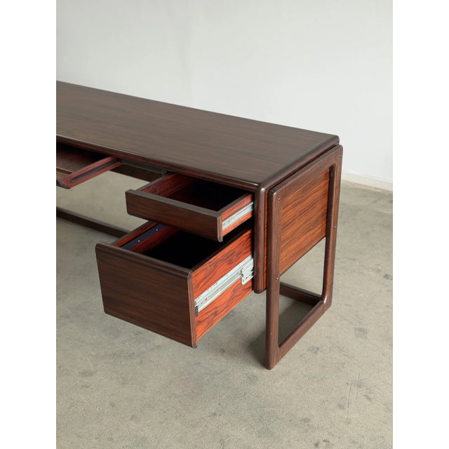 1970s Mid-Century Modern Danish Rosewood Executive Desk – Floating Top For Sale - Image 5 of 18