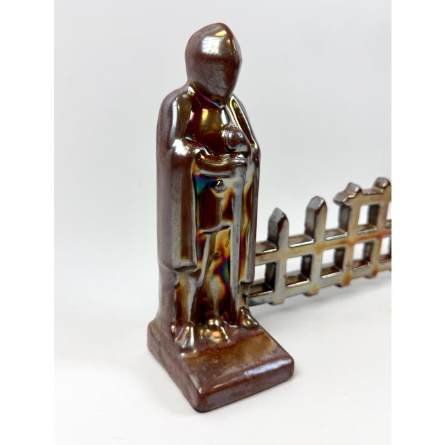 Art Deco Enamelled Cast Iron Knights Fire Guard Compagnion, 1920s For Sale - Image 3 of 12