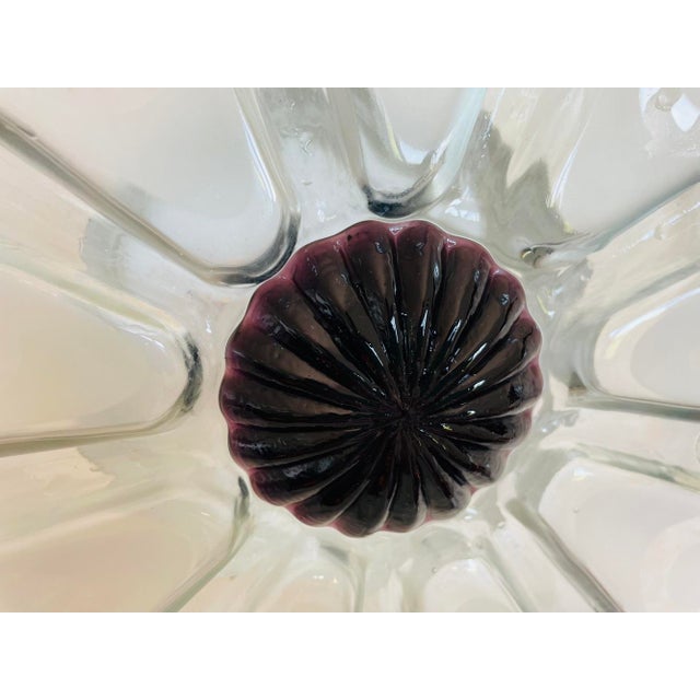 Ceiling Lamp in Frosted Glass Flower with Purple Center, 1970s For Sale - Image 11 of 14