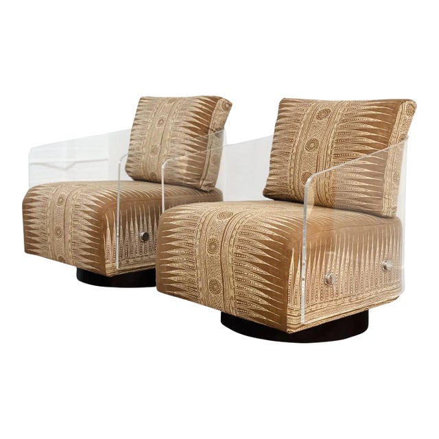 Mitchell Gold & Bob Williams Lucite Lucy Swivel Chairs - Set of 2 For Sale