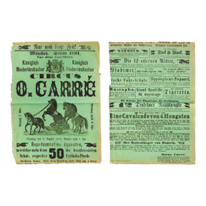 1881 Gerrit Jan Thieme German Circus Poster (Green) - 'Circus O. Carré' (Pair)