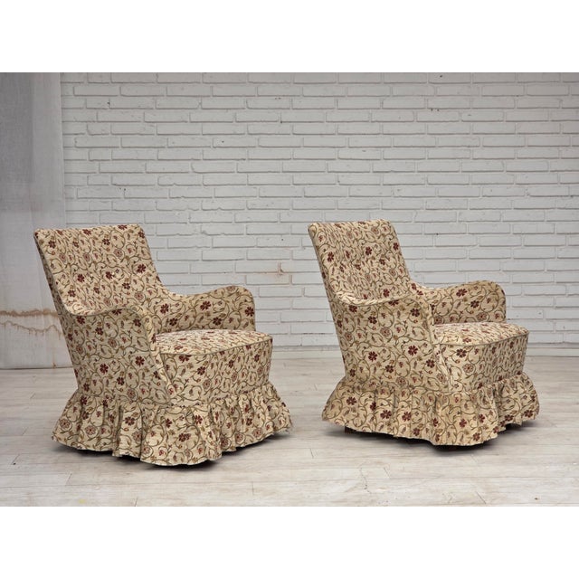 Wood Danish Armchair in Jacquard Fabric and Ash Legs, 1970s For Sale - Image 7 of 18
