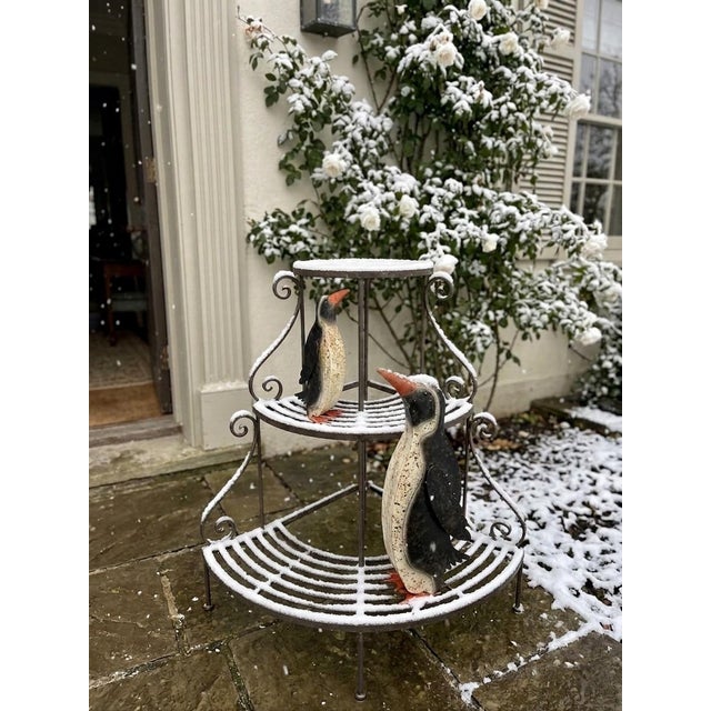 Mid-Century Style Distressed Sheet Metal Penguin Garden Statues - 2 Pieces For Sale - Image 9 of 12