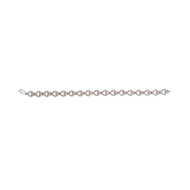 Haus of Brilliance 10K Rose and White Gold 1/4 Cttw Diamond Infinity Loop and Swirl Link Bracelet For Sale - Image 4 of 4