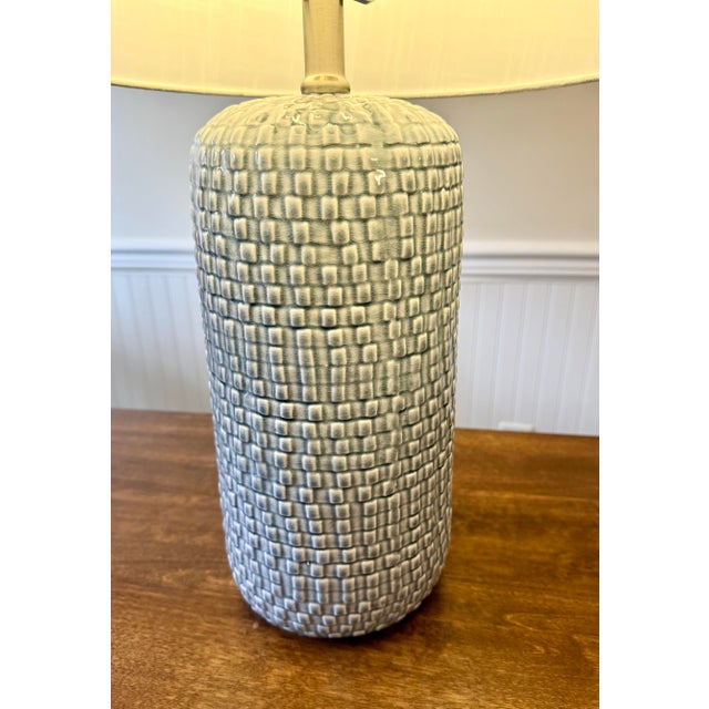 Liam Embossed Ceramic Table Lamp For Sale - Image 6 of 9